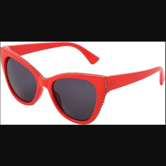 Betsey Johnson Accessories - ❣️2/$36 NIP Betsey Johnson Red Bling Rhinestone Rimmed Red Cat Eye Sunglasses
